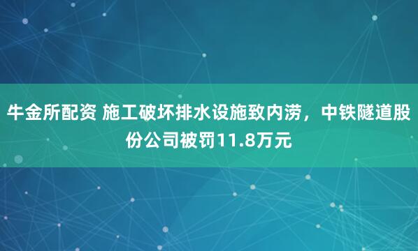牛金所配资 施工破坏排水设施致内涝，中铁隧道股份公司被罚11.8万元